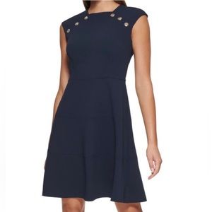 Tommy Hilfiger Disc Studded Scuba Skater Dress